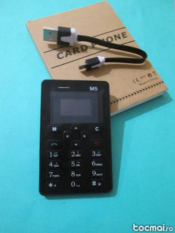Telefon mini m5 negru aiek m5 card mobile phone mini