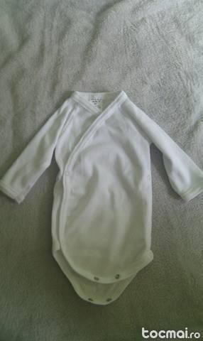 Body bebe alb imaculat cu maneca lunga si capse laterale