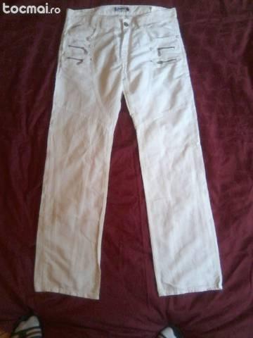 Pantaloni albi Redman 100% bumbac