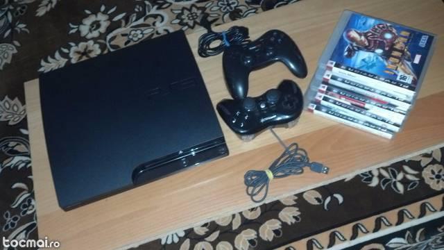 schimb ps3 slim , hard de 250 gb cu 5 jocuri / 2 manete