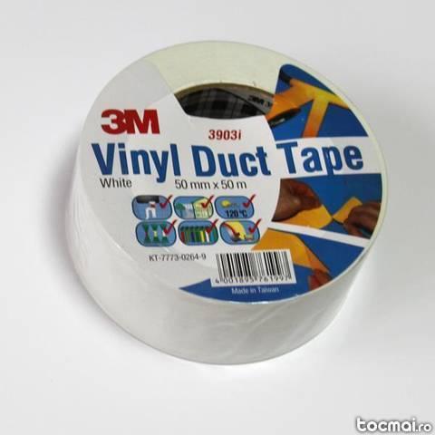 Banda adeziva vinyl duct tape - alba