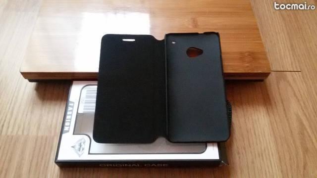 Husa flip cover HTC One si folie cadou