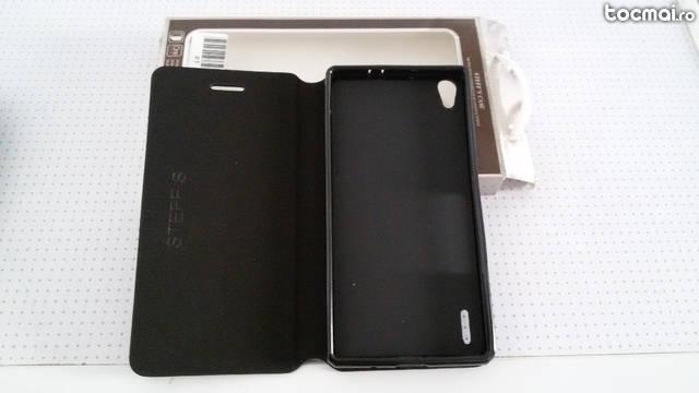 Husa flip cover Huawei Ascend P7 si folie cadou