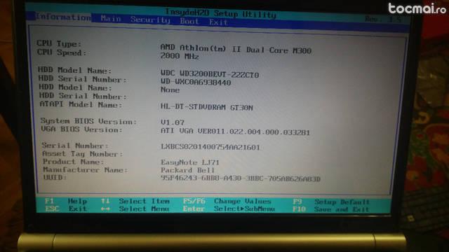 Laptop Packard Bell DualCore 2. 0 ghz 4gb ram 320gb 512 video