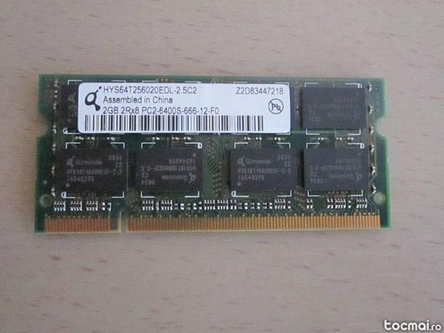 Memorie laptop Quimoda DDR2 2GB 800Mhz 2Rx8 PC2- 6400S- 666