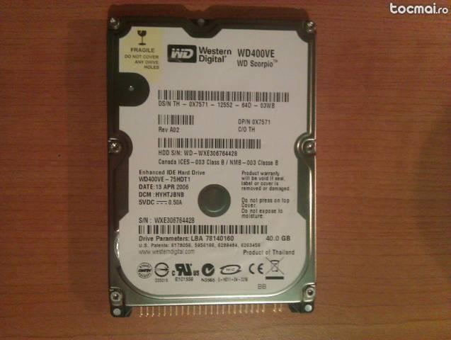 Western Digital 40 gb ide, pentru Laptop