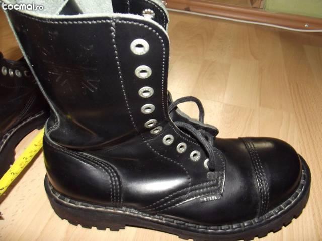 Bocanci British Steel 10 inele, piele neagra, nr. 42