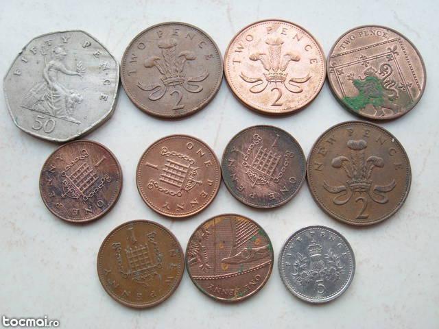 lot 11 monede circulate, marea britanie