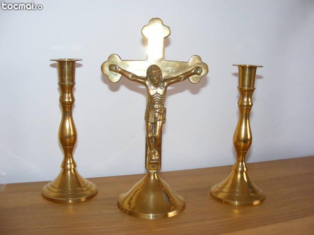 Set Crucifix 27 cm Cu 2 Sfesnice Alama 20 Cm