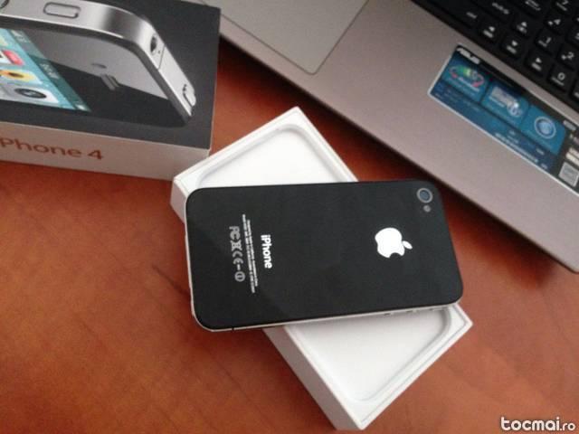 Iphone 4 black neverlocked+accesorii si cutie