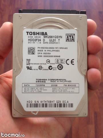 Hard Disk HDD Toshiba 250gb 7200rpm pt laptop, MK2561GSYN