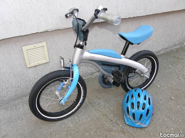 Bicicleta bmw kidsbike 2 in 1 de la 2, 5 la 6 ani >bleu+casca