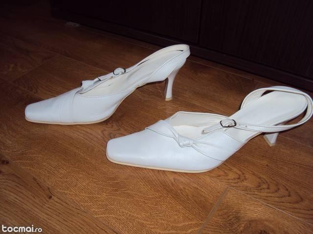 Pantof- sanda piele alba (nunta)