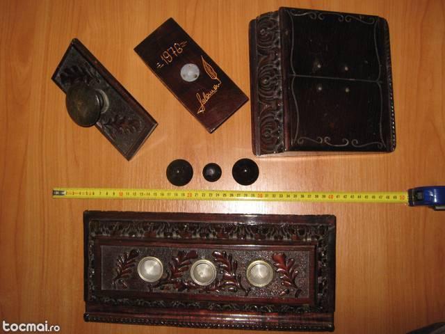Set de birou vintage din lemn