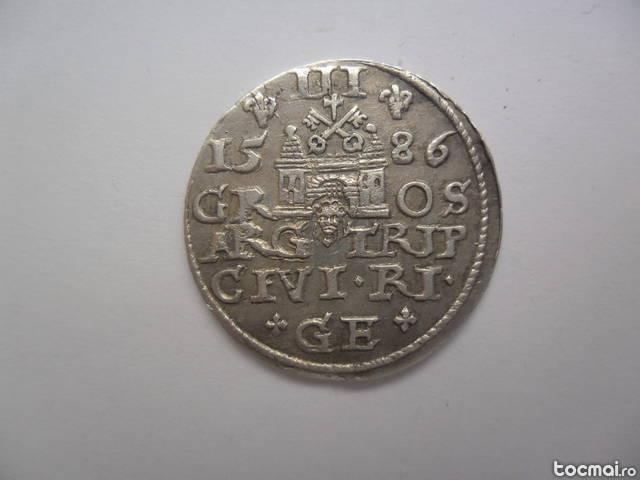 Moneda antica argint an 1586 sigismund III gros