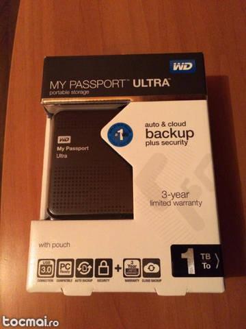 HDD extern WD My Passport Ultra, 1TB, USB 3. 0, Negru, NOU