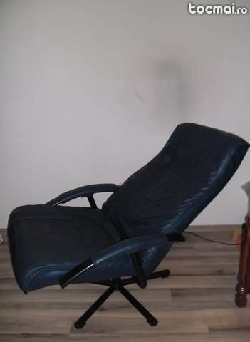 Fotoliu scaun relax din piele bleumarin