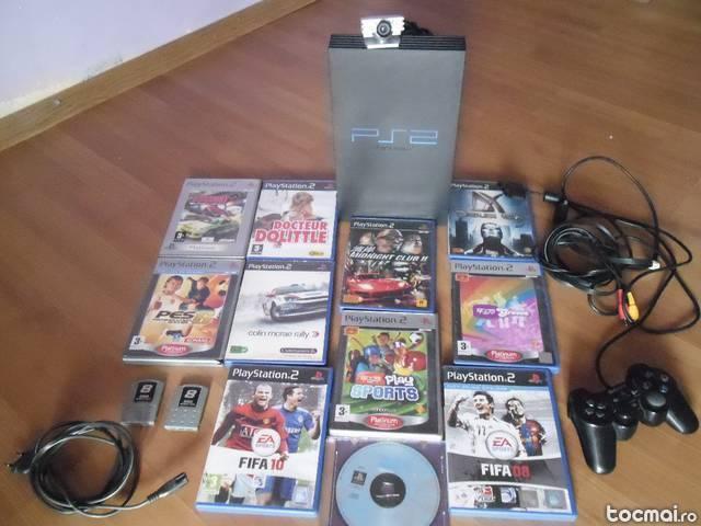 PS2 ( Playstation 2 ) +11 jocuri +Web Cam Playstation Sony 2