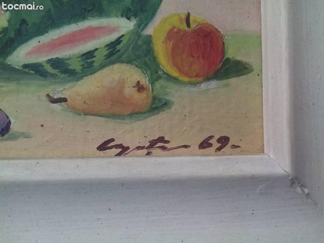 Tablou de colectie pe panza fructe 1969