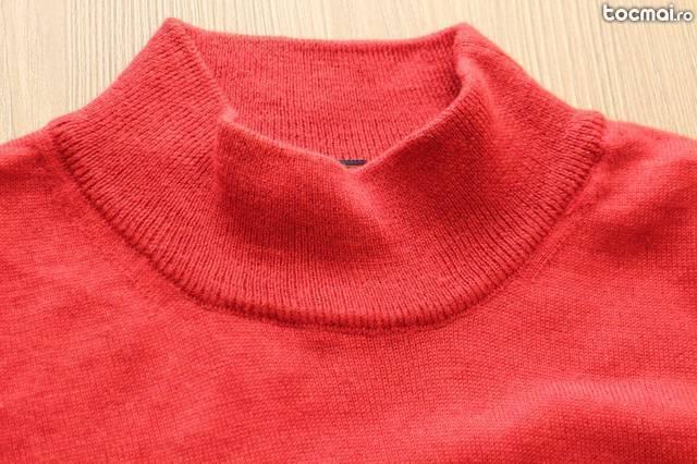 Bluza rosie fara maneci, 50% lana merinos
