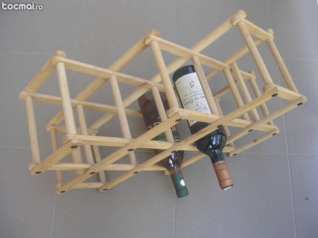 Suport sticle/ vin/ bauturi din lemn pliabil