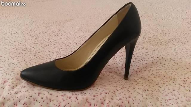 Pantofi eleganti dama piele neagra- toc subtire